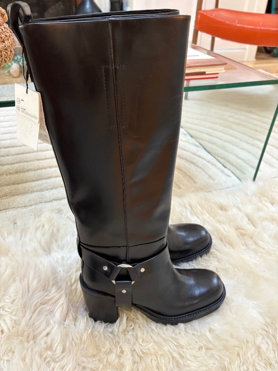 Zara Shoes - Zara size 40 new with tags black leather heeled biker boots